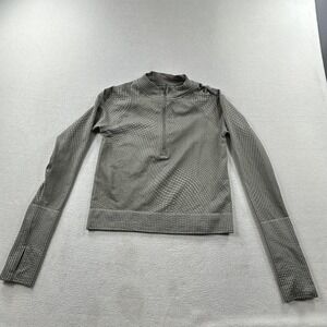 Lululemon Pullover Womens 6 Gray Rest Less Half Zip Thumbholes Seamless Top